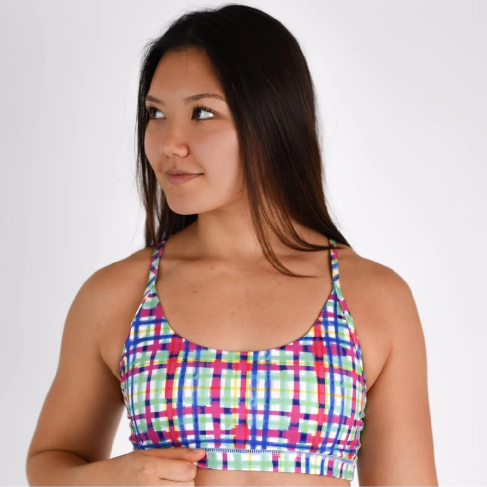 FLEO Cami Sports Bra Spring Plaid size medium
